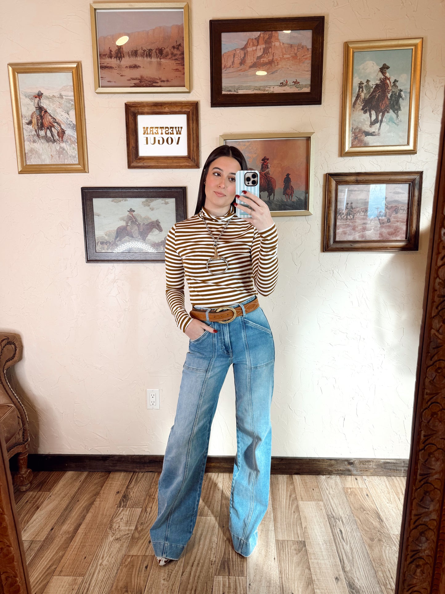 The Turner Top in Brown & White