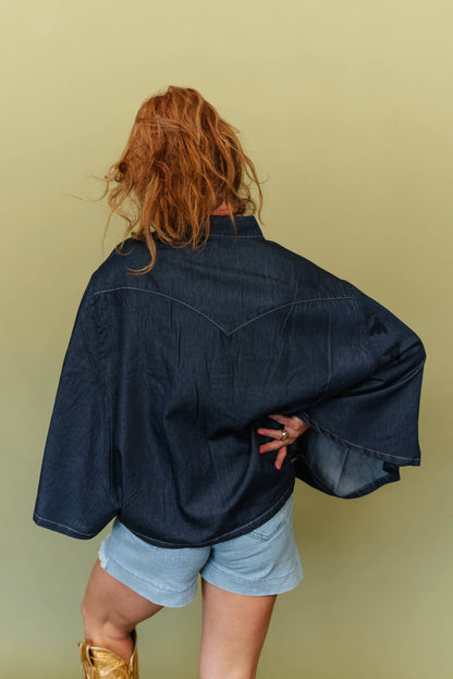 The Blue Outlaw Denim Poncho Top