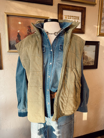 The Quilted Vest in Olive