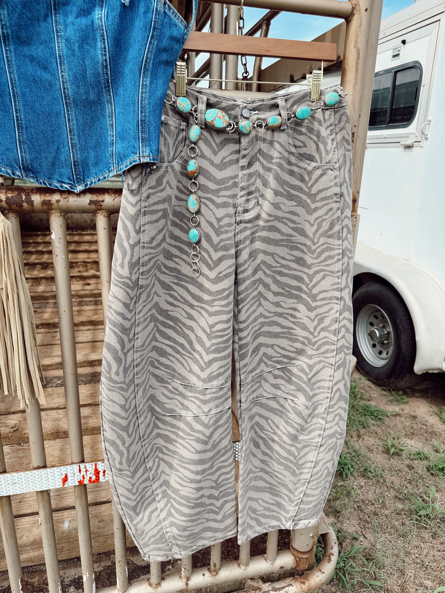 The Zebra Print Barrel Jeans