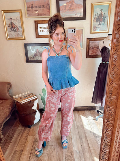 The Parker Paisley Barrel Jeans