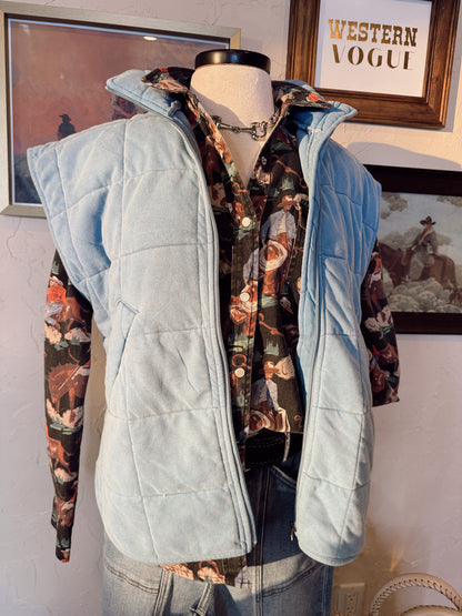 The Quilted Vest in Chambray