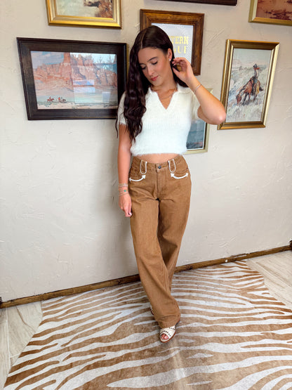The Abilene Jeans in Tan EXTRA LARGE