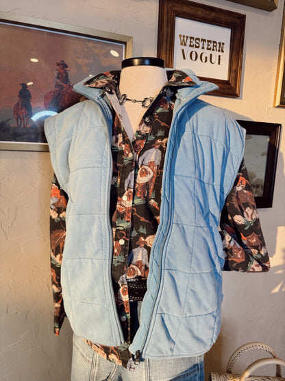 The Quilted Vest in Chambray
