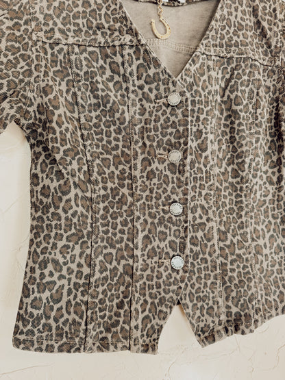The Logan Leopard Denim Top