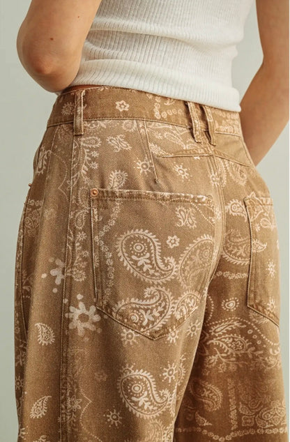 The Dun Paisley Barrel Jeans