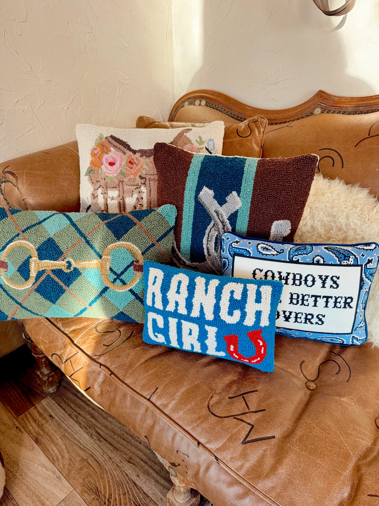 The Plaid Snaffle Bit Hook Pillow