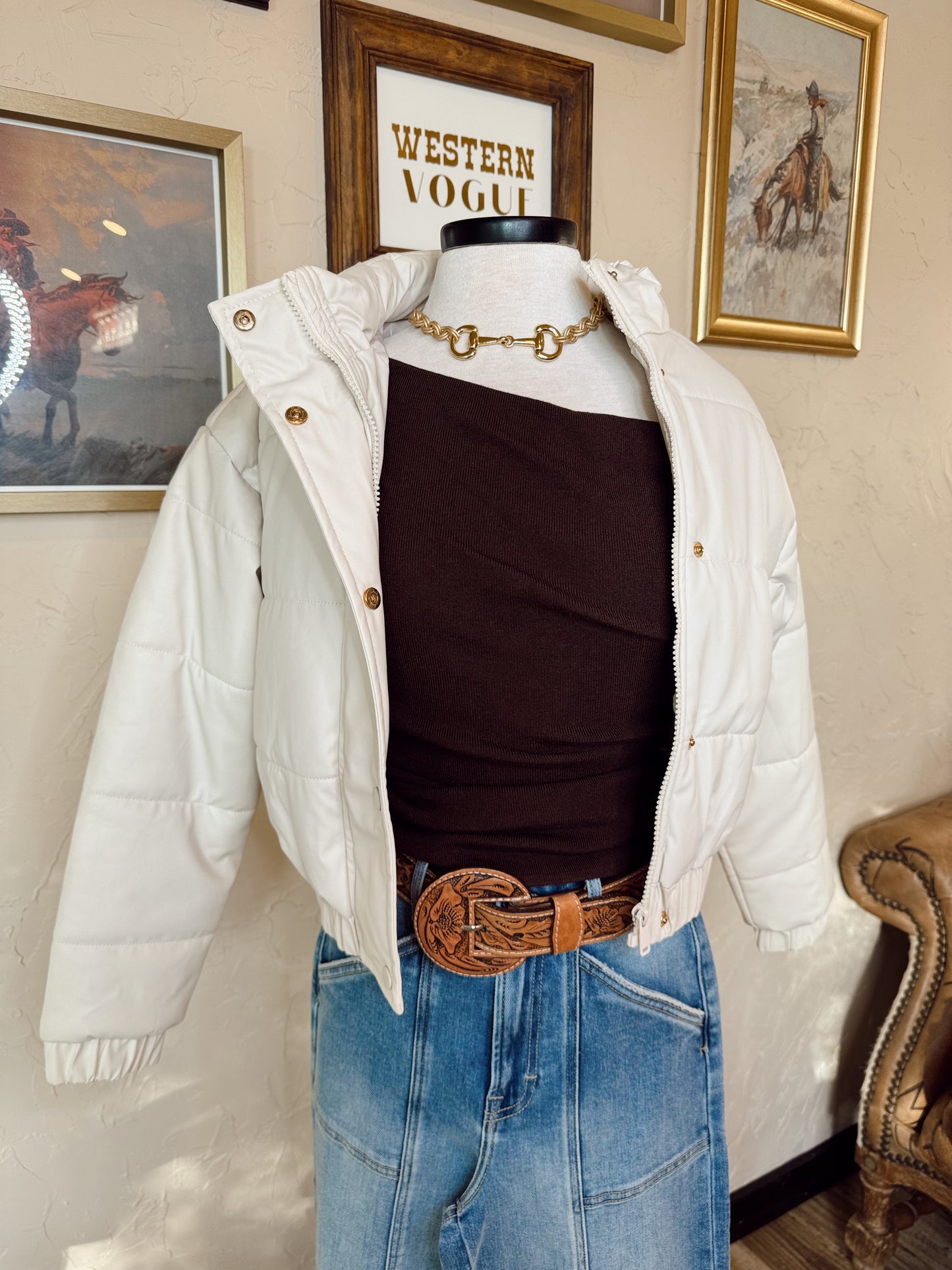 The Phoenix Puffer Jacket in Cream