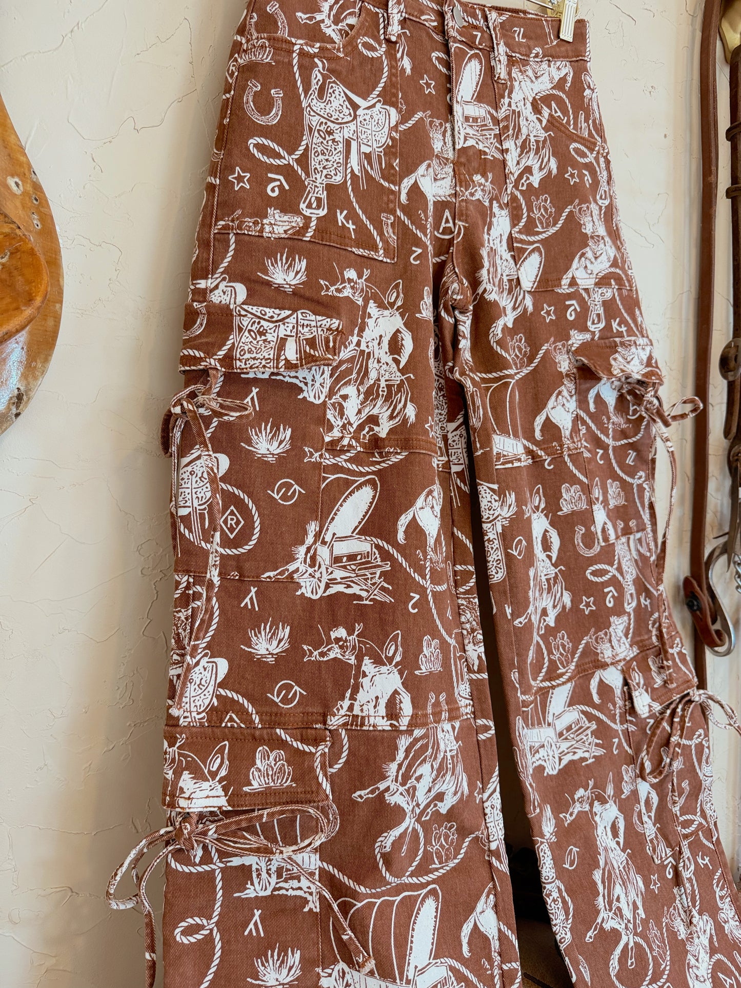 The Ranch Roundup Western Print Cargo Jeans