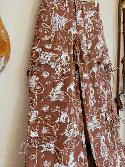 The Ranch Roundup Western Print Cargo Jeans