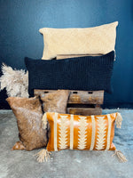 Load image into Gallery viewer, The Woven Suede Lumbar Pillow in Butterscotch
