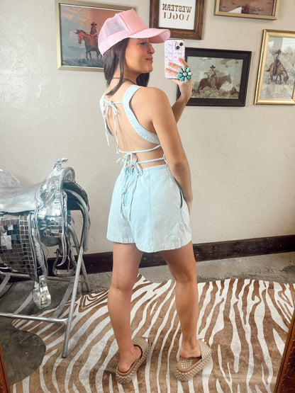 The Devyn Denim Romper