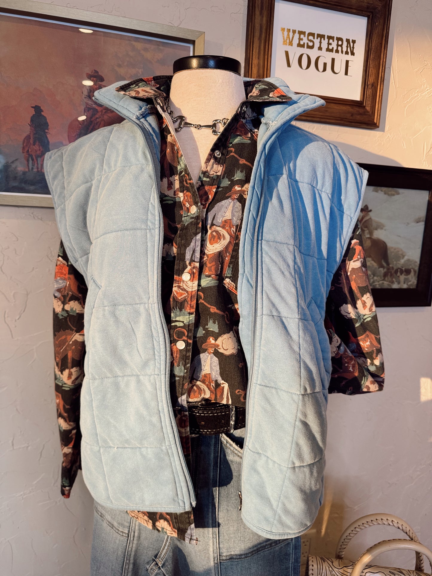 The Quilted Vest in Chambray