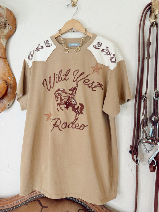 The Wild West Rodeo Embroidered T-Shirt Dress