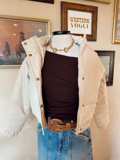 The Phoenix Puffer Jacket in Cream