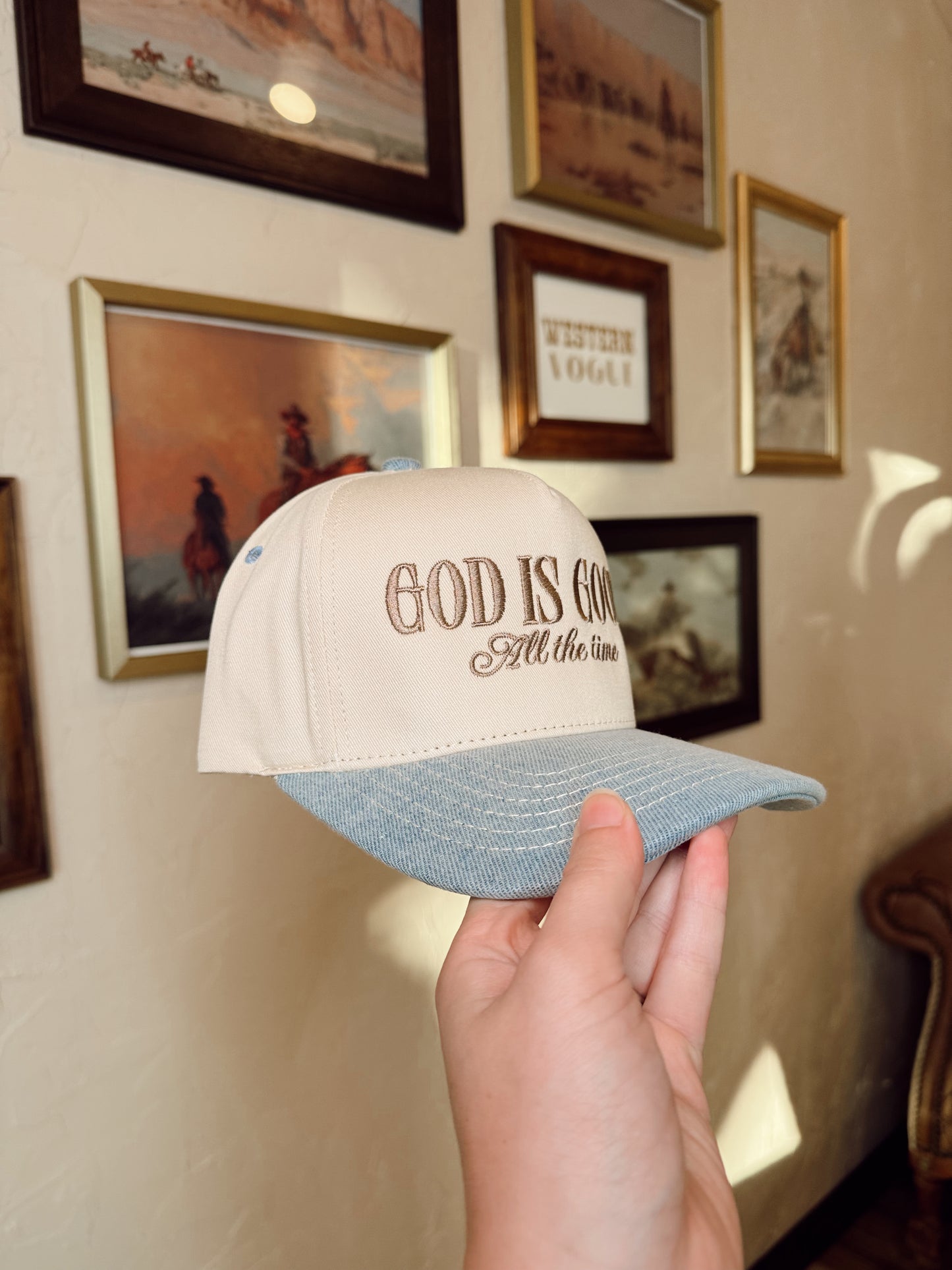 The Denim God is Good Baseball Cap