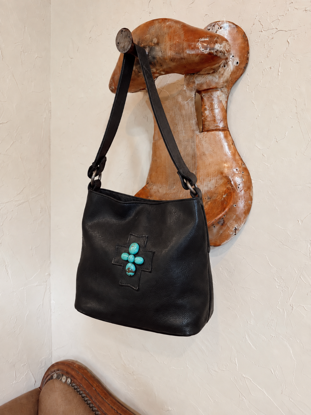 The Turquoise Stones on Cross Two Bar West Bag