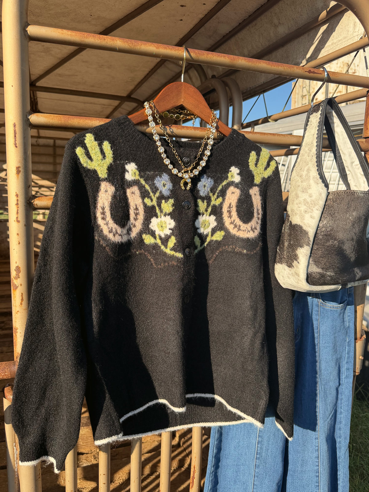 The Floral Filly Horseshoe Cardigan