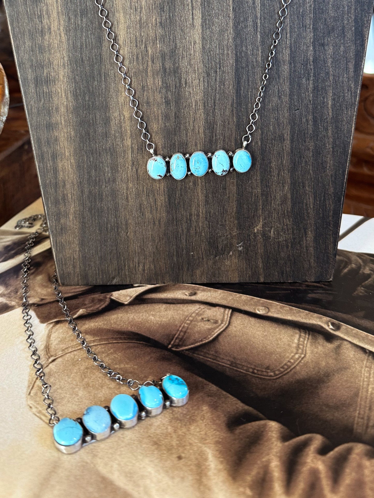 The Golden Turquoise Bar Necklace