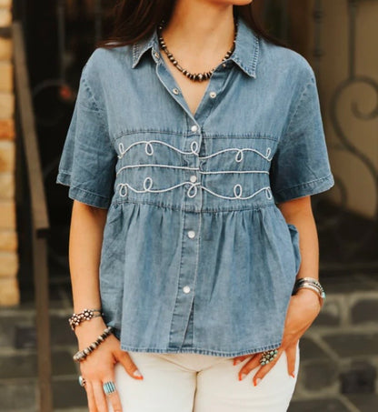 The Loopty Lou Denim Top
