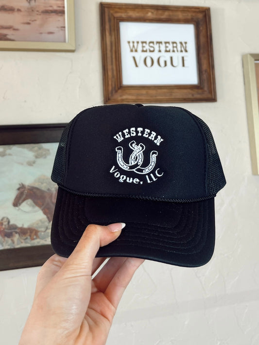 The Western Vogue Lucky Trucker Hat in Black