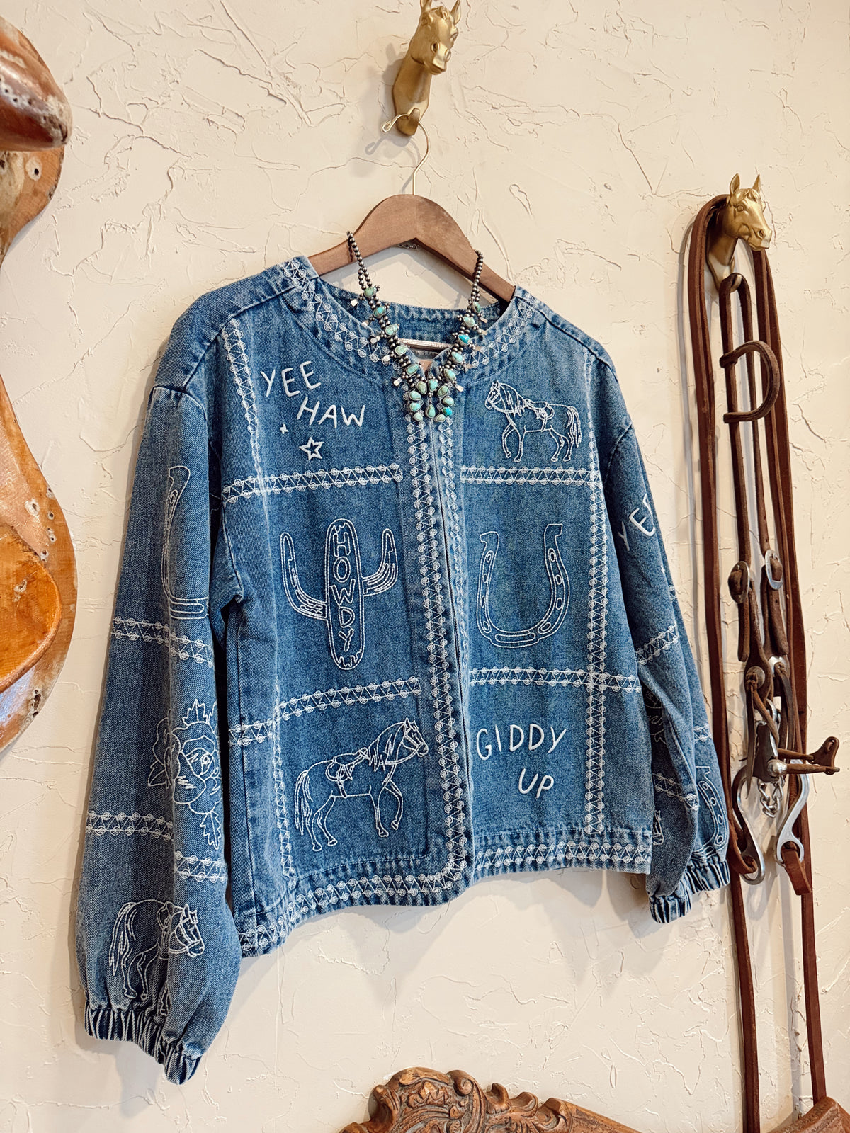 The Cowgirl Things Embroidered Denim Jacket