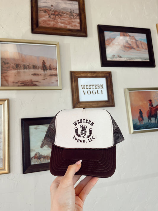 The Western Vogue Lucky Trucker Hat in Tan