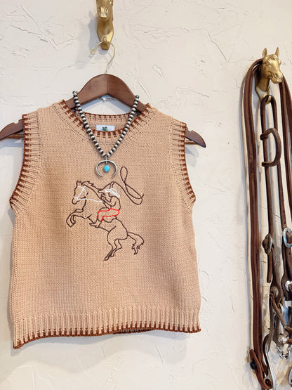 The Embroidered Roping Cowboy Sweater Vest