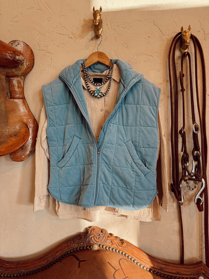 The Quilted Vest in Chambray