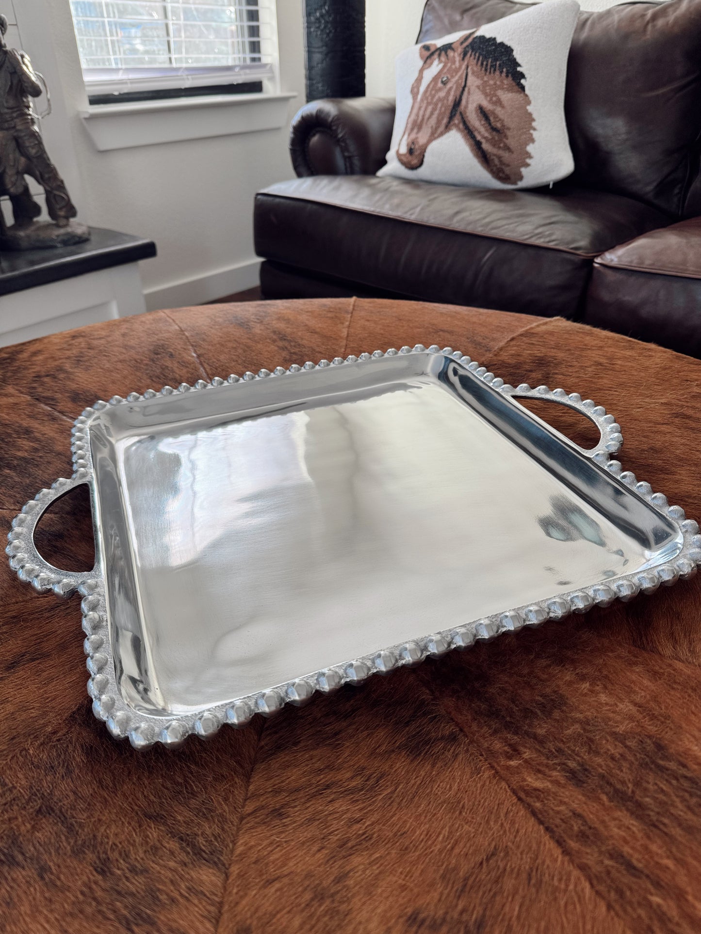 The Square Beaded Handle Tray