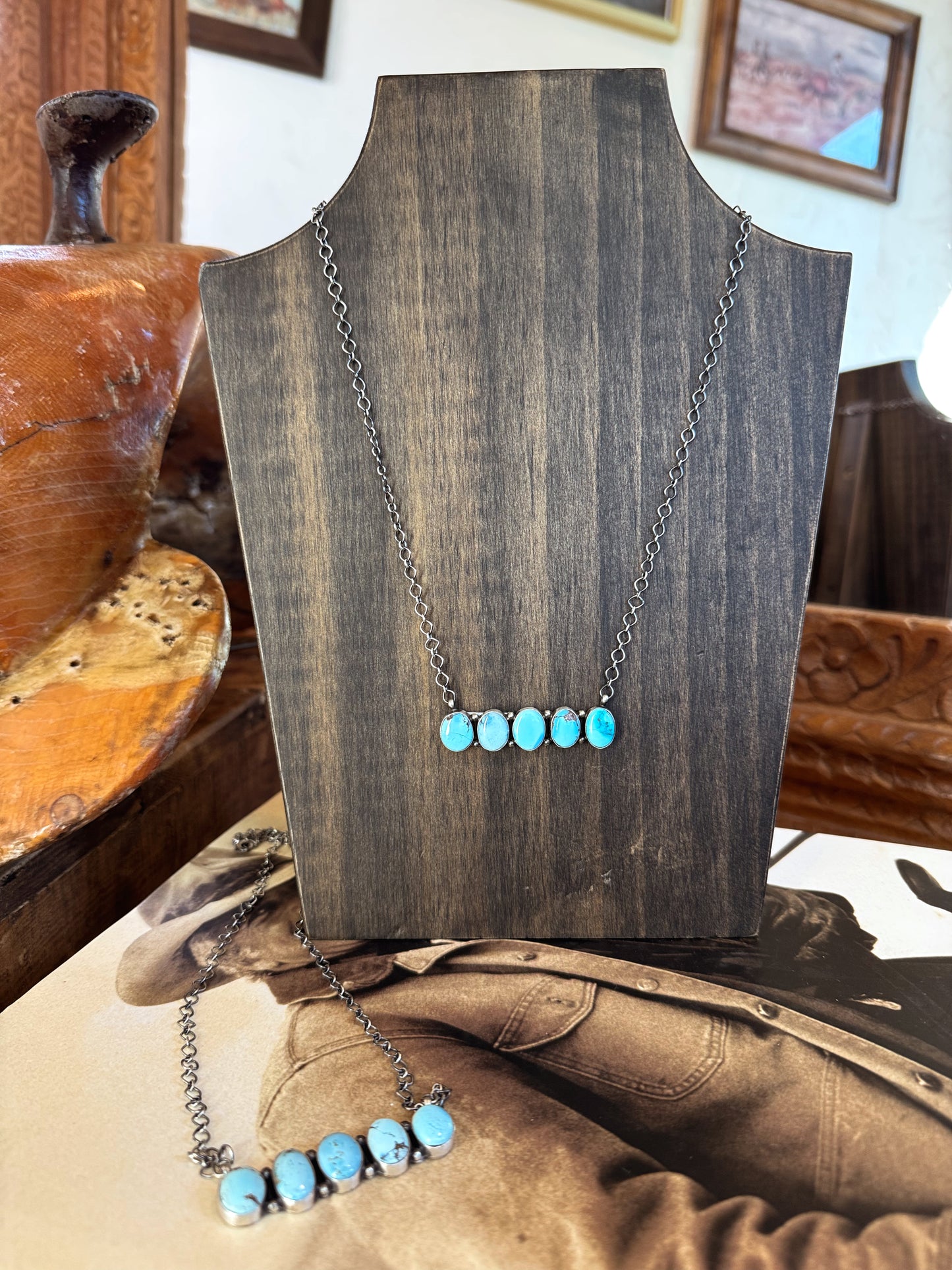 The Golden Turquoise Bar Necklace