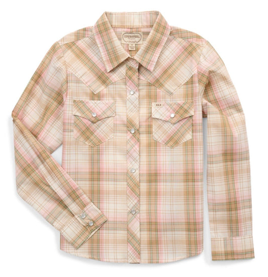 The Girls Buttermilk Plaid Granddaddy Western Snap Shirt