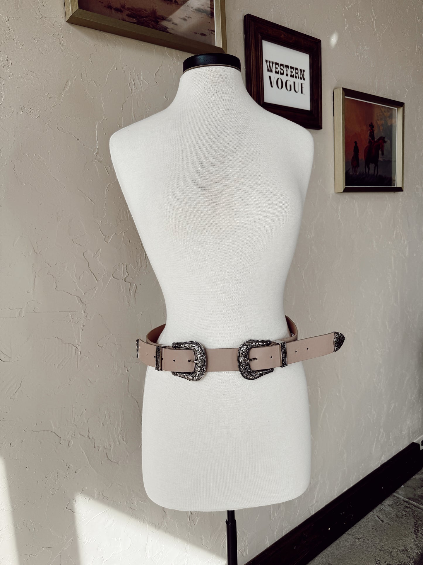 The Double Buckle Belt in Taupe