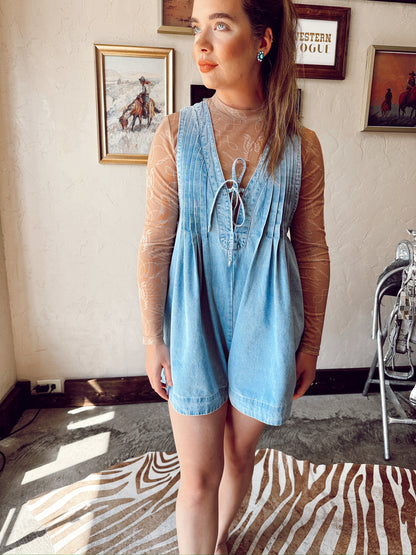 The Driggers Denim Romper in Light Wash-Medium