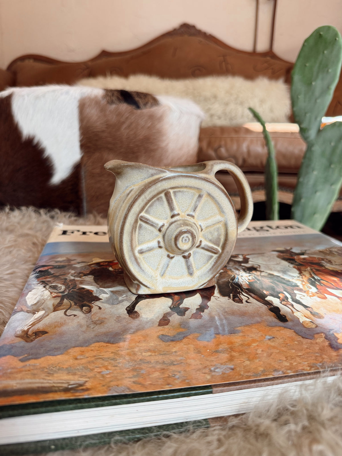Vintage Wagon Wheel Frankoma Creamer Pitcher