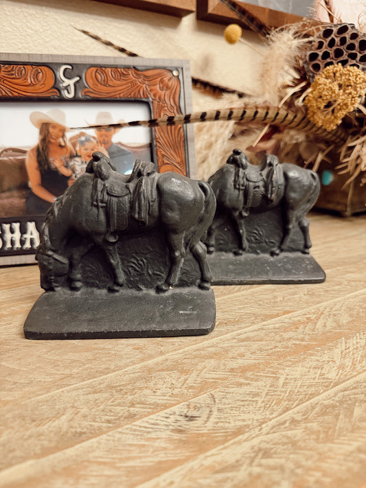 Vintage Cast Iron Grazing Cowboy Horse
Bookends