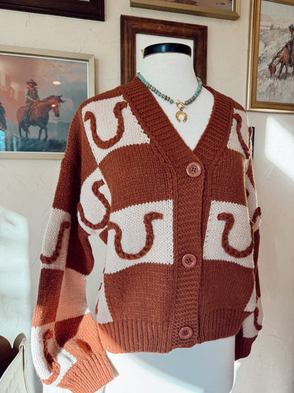 The Horseshoe Cardigan in Brown