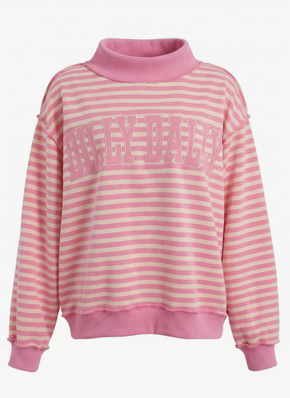 The Dillydally Mock Neck Striped Sweatshirt