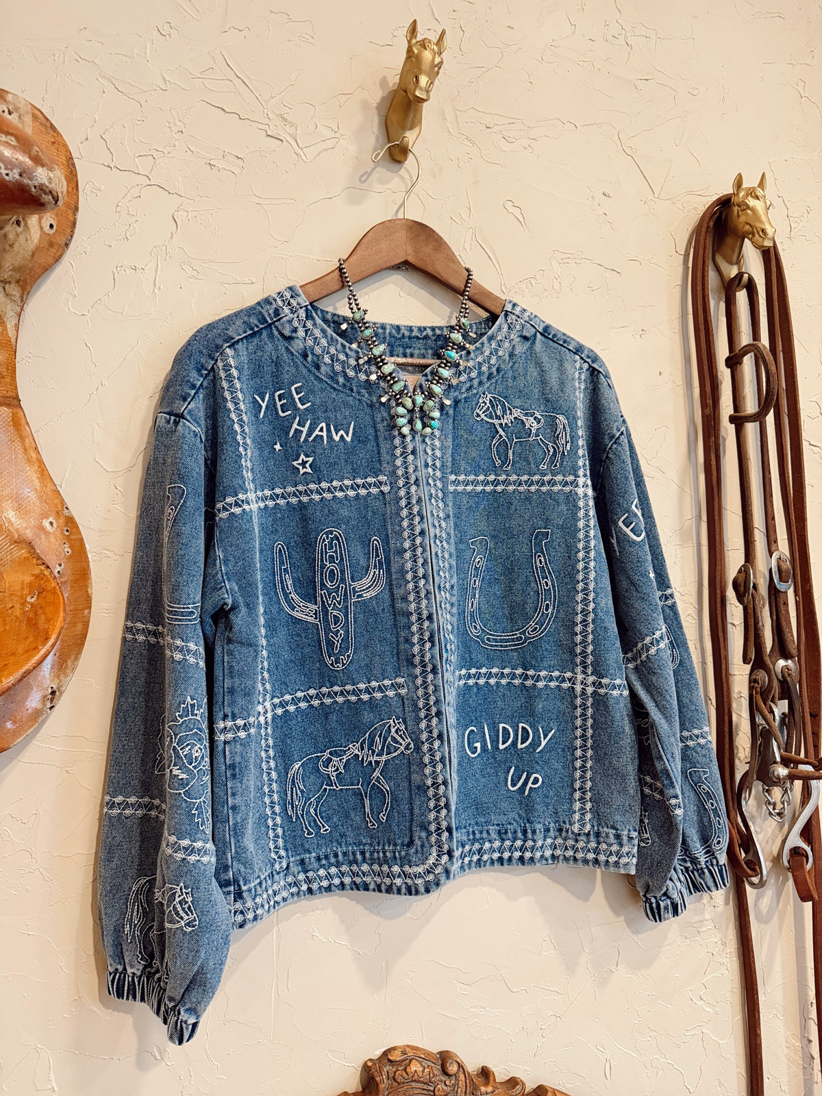 The Cowgirl Things Embroidered Denim Jacket