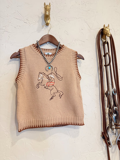 The Embroidered Roping Cowboy Sweater Vest