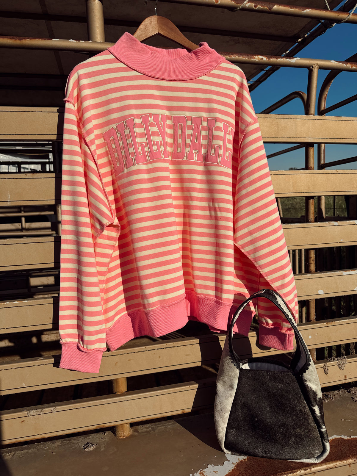 The Dillydally Mock Neck Striped Sweatshirt