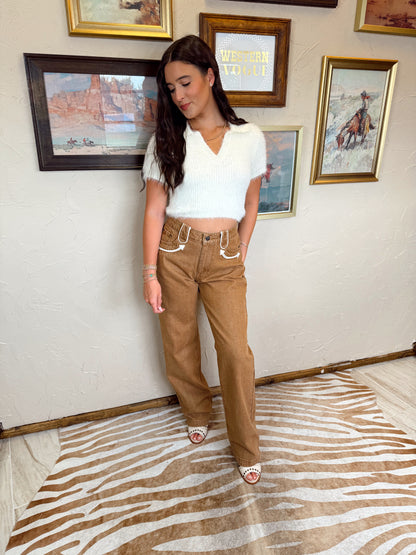 The Abilene Jeans in Tan EXTRA LARGE