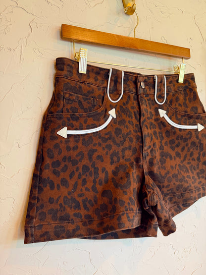 The Animal Print Denim Shorts