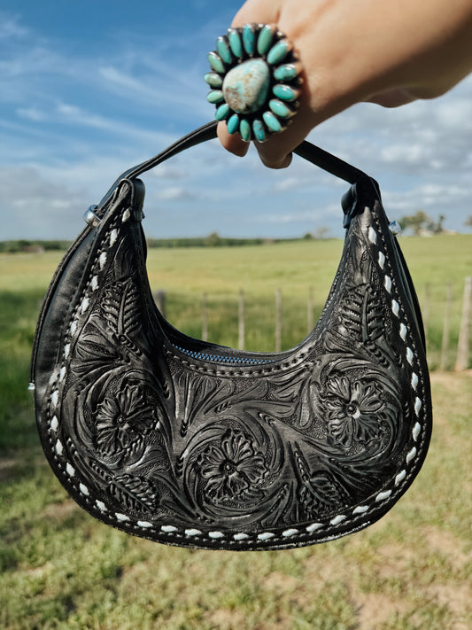 The Alamo Mini Handbag with Silver Buckstitch