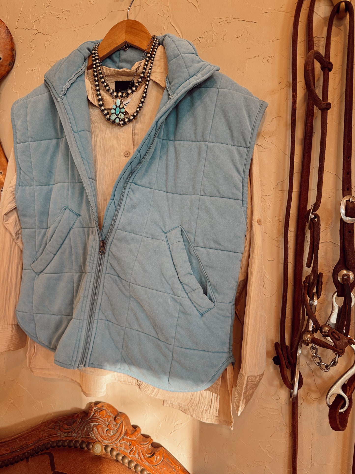 The Quilted Vest in Chambray