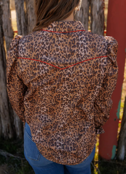 The Leopard Pearl Snap Top