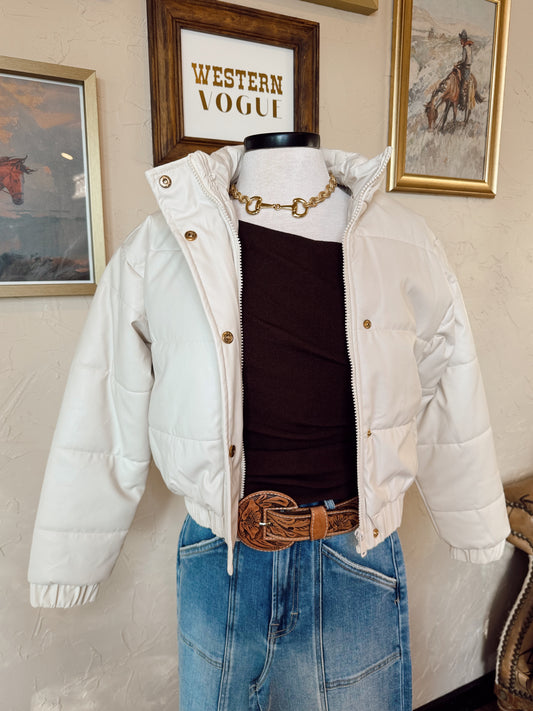 The Phoenix Puffer Jacket in Cream