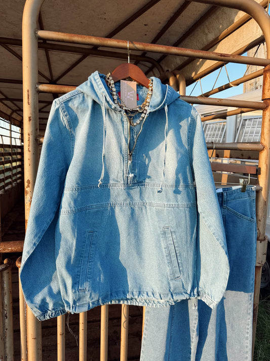 The Decker Denim Hoodie in Light Wash