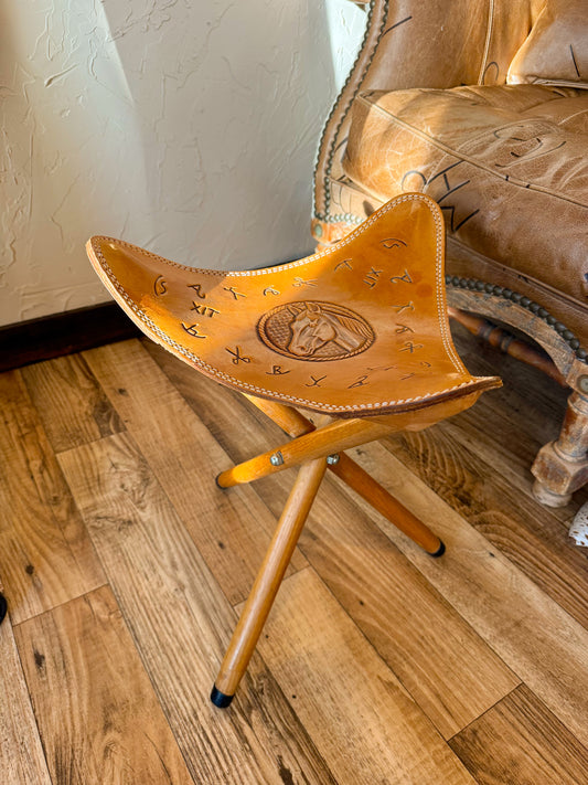 RARE Vintage Western Cattle Brand Stool