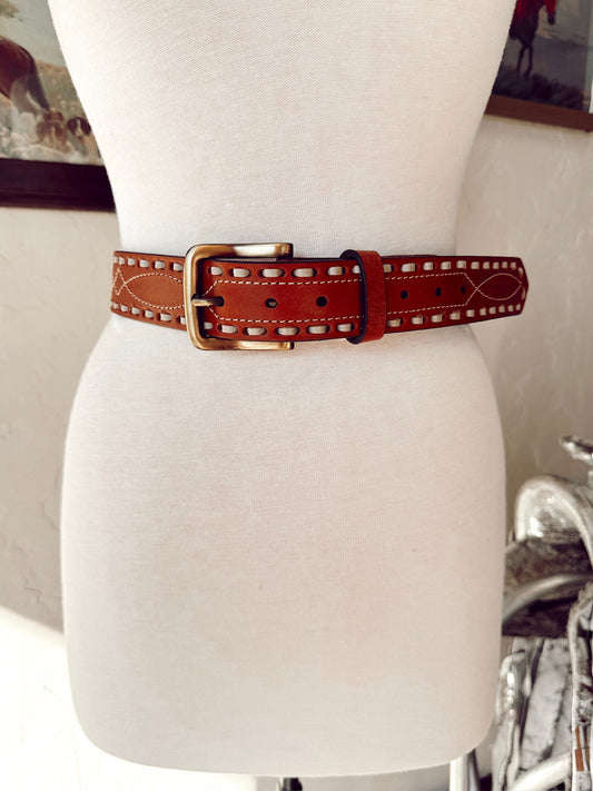 The Classic Buckstitch Belt in Brown